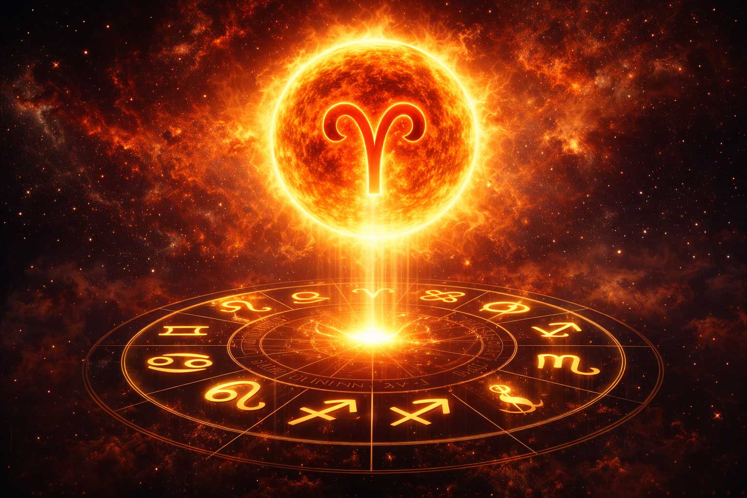 Graphic showing the Sun entering Aries for Mesh Sankranti 2026, representing career growth and leadership.