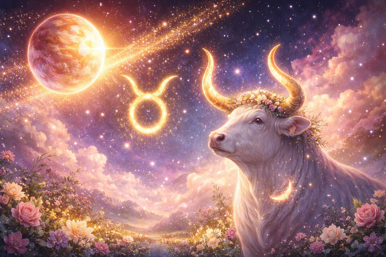 Illustration representing Venus transit in Taurus 2026 with Vedic astrology symbols for all 12 zodiac signs.